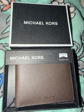 Michael Kors Brown Slim Billfold Leather Wallet men’s *nwt